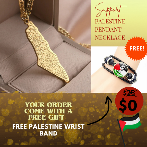 Support Palestine Pendant Necklace + FREE GIFT