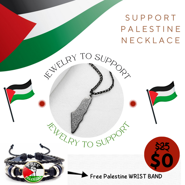 Support Palestine Pendant Necklace + FREE GIFT